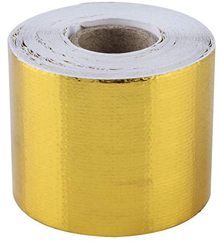Adhesive Tape Roll,9m 5cm/ 10M 5cm Car Aluminum Foil Adhesive Reflective Heat Shield Wrap Tape for Firewalls Fuel Cells Engine Covers(Golden)(10M*5Cm)