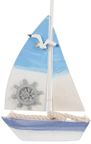 Nautical Beach Wooden Sailboat Mini Sailing Boat Beach Figurines Rustic Ocean Home Decoration1