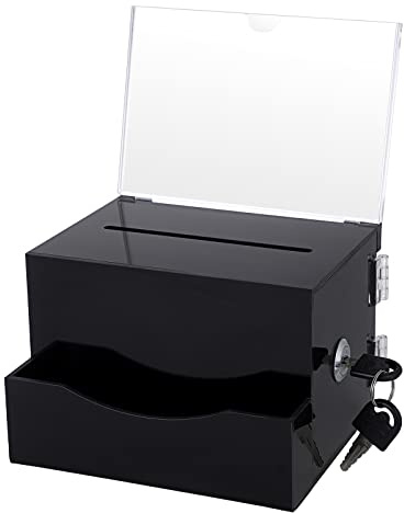 SUMTree Acrylic Suggestion Business Card and Donation Box, 4 * 6, Black