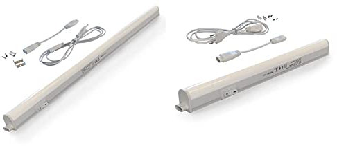 Briloner Pack de 2 Luces LED Bajo Mueble Cocina – 31,3 x 2,2 x 3 cm (4W) + 57,3 x 2,2 x 3 cm (8W) – Blanco, 4000K, 400lm + 800lm, con Cable – Iluminación Armario, Encimera, Interior