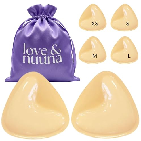 love & nuuna Double Sided Sticky Bra Inserts - Reusable Waterproof Adhesive Bra with Padding - Sticky Bra for Dresses Bikinis and Bathing Suit Inserts Size Extra Small Nude