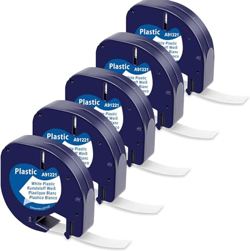 CNMTCCO Etikettierband kompatibel mit Dymo LetraTag 12 mm x 4 m Schwarz auf Weiß Ersatzband für Dymo Etikettiermaschinen LT-100T LT-100H LT-110T XR 200B