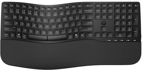 HP 680 Comfort Dual-Mode Keyboard, Microsoft Copilot, Adjustable, HP Unifying Dongle, 2.4G Bluetooth, Black, 8T6L8AA