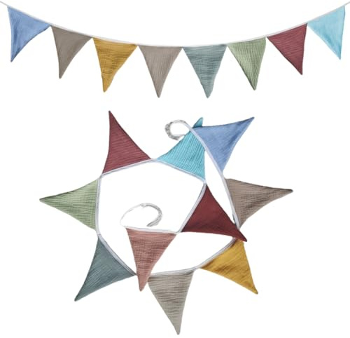 Guirlande de Fanions pour Chambre d'enfant, Coton Bannière de Drapeau Triangulaire en Tissu,Décoration Chambre Enfant Chambre bébé à Suspendre