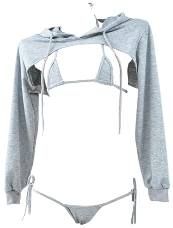 QNCLO Sexig cosplay tight passform anime söt jumpsuit anime japanska söta underkläder med hatt ankare prestation kostym, Grå, one size
