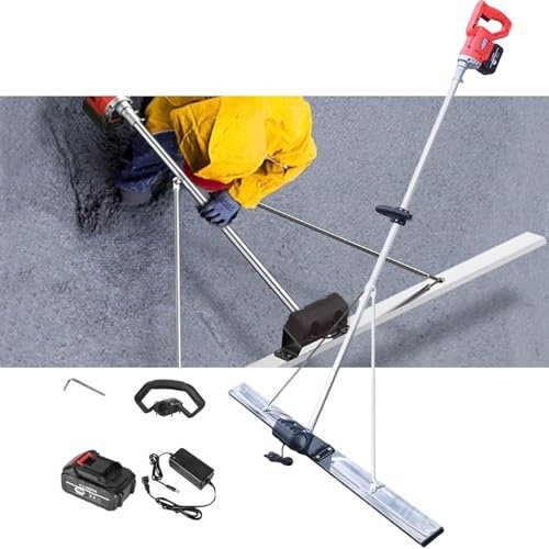 aromaoveite Machine Vibrante De Finition De Ciment De Chape éLectrique,Outil Finition BéTon-Planche 150Cm,Machine Vibrante Finition Ciment Chape éLectrique,AlimentéE par Batterie 6000Mah,Silver