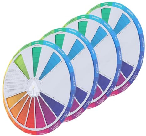 BEBEMOKO 4pcs Card Gradient Wheel Rotatable Wheel Learning Chart for Painting Drawing for Art Education
