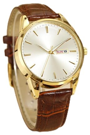 Luminous Hands Quartz Watch för Män, Datumvisning, 30M Vattentät, Business Armbandsur med Minimalistisk Metallfodral, PU-läderrem och Kalenderindikator, Lämplig för (Vit