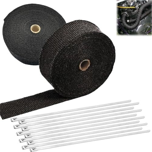 IATAHI Bande Thermique Echappement,2pcs Bande de Protection Thermique Collecteur Echappement,Echappeme Isolant,pour Motos Voitures