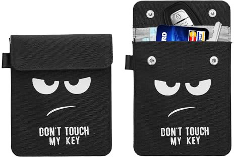 kwmobile Funda Faraday Llave Coche - Bolsa Faraday 13 x 11 cm con Bloqueo RFID para Llaves de Coche - con 2 Bolsillos para Tarjetas DNI y Billetes - Resistente al Agua - Don't Touch my Key