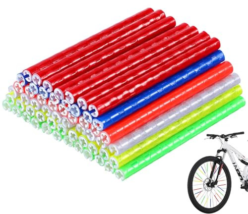 Giantree Bunte Reflektierende Fahrradspeichen, 72 stück Speichenreflektoren Fahrrad, Wiederverwendbar Reflektoren Fahrrad Zubehör 360° Sichtbarkeitsreflektoren für den Einsatz bei Nacht