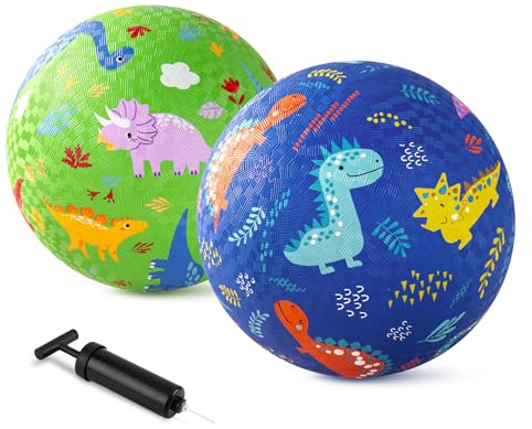 INPODAK 2 Paquets de Ballons de Jeux 8.5 Pounces Dinosaure Kickball Dodgeball Set Kickball Dodgeball Set Jeu de Jardin d'intérieur et d'extérieur pour Les Enfants âgés de 3 à 8 Ans