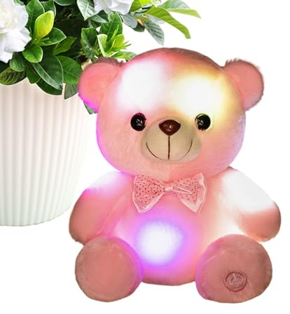 Generisch Peluche luminoso – Lindo oso colorido de 20 cm | peluche suave para niños con luz nocturna LED, para niñas y adultos, como compañero de consuelo, salón, dormitorio, sofá