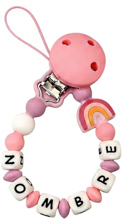 PEQUEANDO - Clip para Chupete Chupetero Personalizado de Silicona Sujeta Chupetes con Diseño de Una Sola Pieza para Bebés Niños y Niñas Regalo Nacimiento Bebé