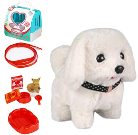 Chien Robot Peluche Animal de Compagnie Électronique Marche Aboiement Queue