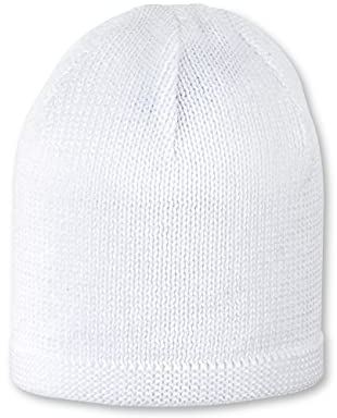 Sterntaler OCS Strickmütze - Klassische Babymütze aus Baumwollgarn (Bio) - Unisex Übergangsmütze ab Geburt - Basic Kopfbedeckung - Beanie Mütze einfarbig - weiß, Größe 39
