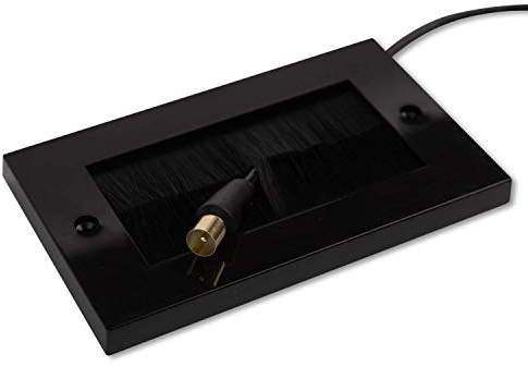 G-PLUG Cable Pass Through Wall Plate Faceplate with Brush – Black Double Gang Cover for HDMI, TV, Ethernet, Speaker Wires – Easy to Install, Clean Cable Management Solution