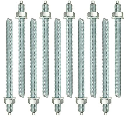 Isolbau Lot de 10 barres d'ancrage M20 x 260 mm - Homologation ETA - Ancrage composite galvanisé avec écrou et rondelle - Ancrage pour charges lourdes