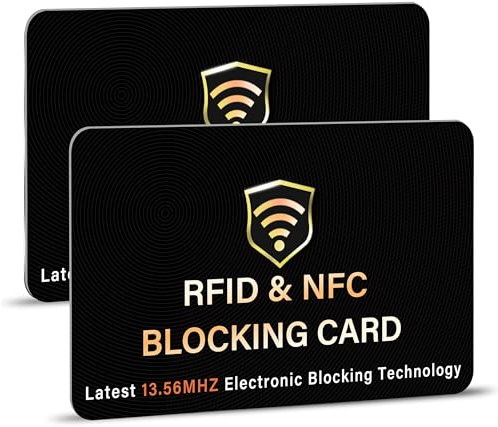 SAITECH IT RFID Blocking Card, 2 Pack Premium Contactless NFC Debit Credit Cards Passport Shield Protector Blocker Set for Men & Women, Smart Slim Design Perfect for Wallet/Purse - Black