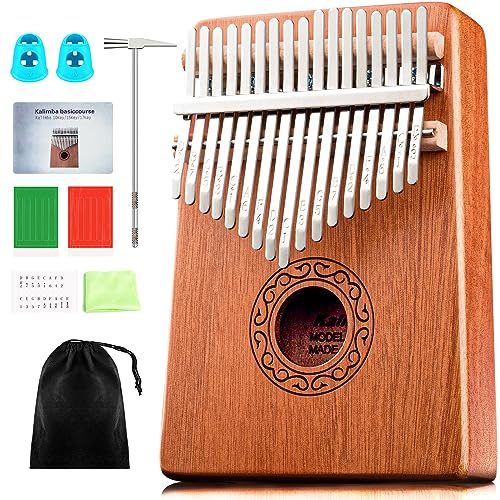 CAHAYA Kalimba Thumb Piano Portable - 17Keys Finger Piano Marimbas with Carrying Bag, Tune Hammer Musical Instruments Gift for Kid Adult Beginners CY0338