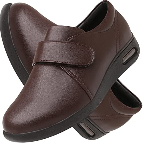Aocase Scarpe Uomo per Diabetici, Pantofole Diabetici Uomo, Scarpe Ginnastica a Strappo, Scarpe Ginnastica Ortopediche, Scarpe Ortopediche Uomo con Strappo,Marrone,47 EU