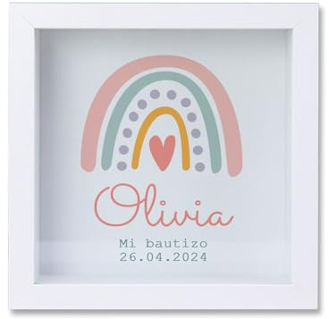 Hucha Personalizada para Bautizo con Nombre y Fecha Madera Regalo Bebe