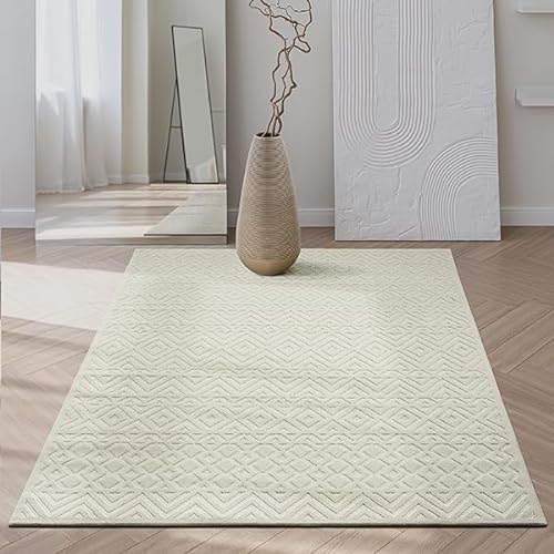 the carpet Santo Plus moderner Teppich - hochwertiger Wohnzimmer Schlafzimmer Teppich Creme - Boho Teppich in 80 x 150 cm aus Polypropylen
