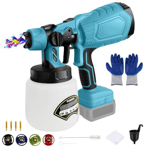 Akku Farbsprühsystem für Makita Akku 18V, Farbsprühsystem Wandfarbe Lackierpistole mit 4 Düsen und 3 Spritzmuster, Kabellose Farbsprühpistole für Wänden, Möbel, Lackfarbe (ohne Akku)