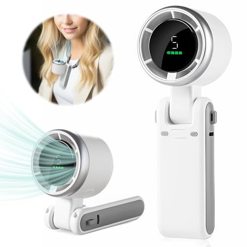 Mini ventilateur turbo portable rechargeable par USB avec 5 vitesses, batterie 3600 mAh et vitesse de 15 000 tr/min, jusqu'à 12 heures de travail, ventilateur de refroidissement personnel pliable 3 en