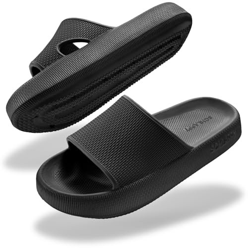 SCHLAPPY™ Original Badeschuhe für Damen&Herren, Badelatschen&Wolkenschuhe 100% Plastikfrei, Wasserfest&rutschfest (Schwarz, EU Schuhgrößensystem, Erwachsene, Numerisch (von/bis), M, 40, 41)
