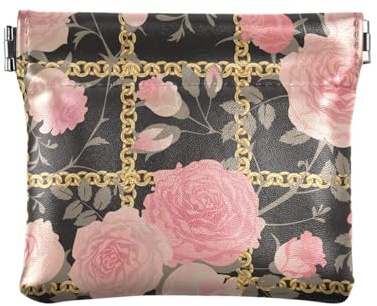 Rosa konstblommor kvinnors läder myntväska unik korthållare för kvinnor, rosa konstblommor, en storlek, resetillbehör, Rosa konstblommor, En storlek, Resetillbehör
