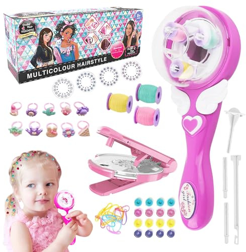 Dhqkqg Macchina per Intrecciare i Capelli,Kit Hair Bedazzler con 60 Gemme Timbri Capelli,Macchina per Treccine Cape-LLI,Set Treccine Magiche,Brillantini per Cape-LLI per Ragazze e Bambini Luccicanti