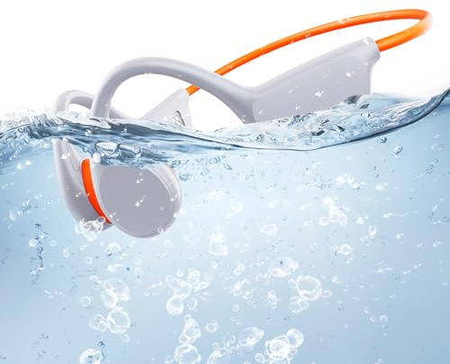 Atopskins Natacion Auriculares Conduccion Osea, IPX8 Auriculares oseos para Nadar Bluetooth 5.3 Piscina con Memoria de 32GB conduccion osea Natacion, Reproductor de MP3 (Orangefarbe) (Orangefarbe)