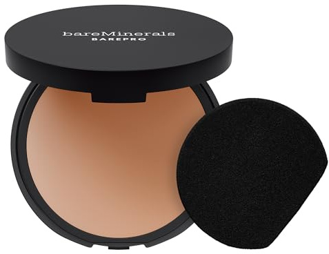 bareMinerals BAREPRO Skin-Perfecting Powder Foundation - Mattierende Kompaktpuder-Foundation mit voller Deckkraft, pflanzlichem Squalan, talkfrei, ölkontrollierend, vegan