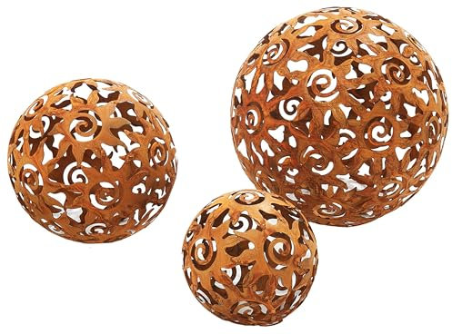 Kobolo Gartenkugel Kuma, 3er Set, Metallkugel braun, in Rostoptik, dekorative Kugeln für Garten, Outdoor & Gartendekoration im Vintage-Design