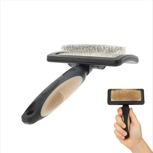 Rosewood Brosse Carde Douce pour Chien Taille L, brosse pour poils mi longs à longs, picots fins en acier inoxydable et poignée ergonomique antidérapante pour le soin du pelage