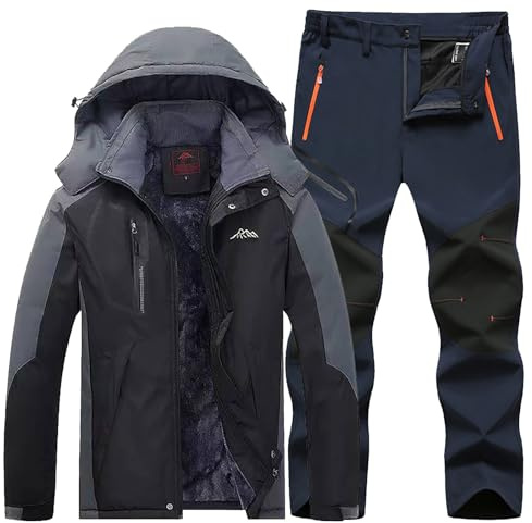 Conjunto de chaqueta y pantalones de esquí para hombre, impermeable, traje de esquí para hombre, resistente al viento, a prueba de nieve, traje de nieve térmico grueso, softshell, traje de esquí con