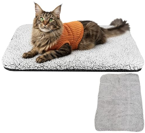EujRcf Heated Cat Mat, Cat Heat Pad, Heated Pet Blanket, Self Heating Mat for Indoor Pets, Soft and Washable Pet Bed, 40 x 50 cm