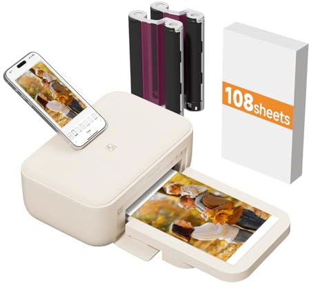 HPRT CP4100 4x6 Portable Photo Printer with 108 Sheets+2 Ribbons, Wi-Fi