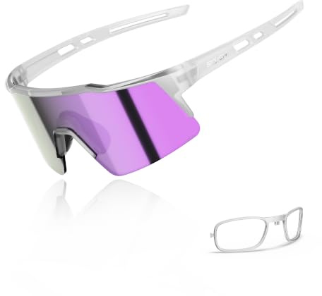 SCVCN Lunettes de Cyclisme Écran Miroir ou Photochromique S1415 | Structure semi-cerclée légère en PC avec plaquettes de nez caoutchouc réglables pour vélo course pêche randonnée