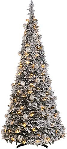 WeRChristmas 6 ft Pre-Decorated Christmas Tree with 150 LED Lights, Warm White