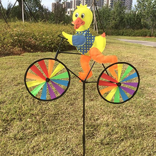 Simpatico animale 3D sulla bici mulino a vento Whirligig Outdoor Wind Spinner per giardino prato cortile Decor