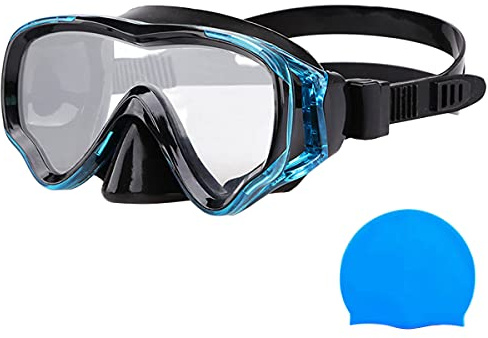 Berallo Kids Snorkel Gear Diving Mask Anti-Fog and Anti-Leak Snorkeling Goggles Swimming Glasses Waterproof Durable Tempered Glass Swim Mask for Children 4-14 Age (Blue)