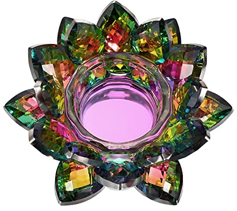 OwnMy Crystal Lotus Flower Tealight Holder Lotus Petal Votive Candle Holder