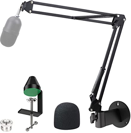 Razer Seiren Mini Stand - Wall Mount Boom Arm with Mic Cover Foam and Table Mount Clamp, Mic Stand with Windscreen Pop Filter for Razer Seiren Mini by YOUSHARES