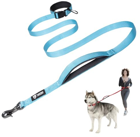 TSPRO Hands Free Dog Lead with Safety Padded Handle and Metal Buckle, Adjustable Dog Leash for Medium to Large Dogs, Durable and Comfortable for Walking & Running (Tactical Blue)