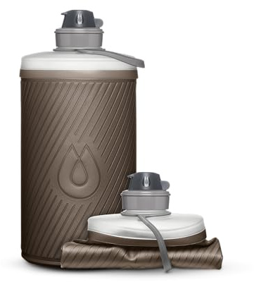 HydraPak Flux - Bouteille d'eau de randonnée pliable (1,5 litre) - Bouchon à vis sans BPA, ultra léger et anti-déversement - Gris mammouth