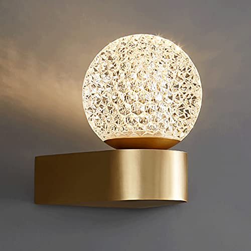 Applique da parete semplici e moderne, applique da parete in ottone con lampada da parete decorativa con paralume in vetro a nido d'ape, apparecchi di illuminazione decorativa con attacco G9 per camer