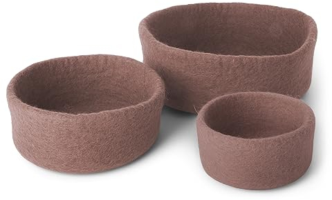 Én Gry & Sif Filzschalen im Scandi-Stil | hand-made, fair-trade, Osterkorb, Frühstückskorb, Organizer aus Filz I 3er Set, lavendel