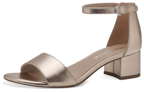 Tamaris Damen Sandalen mit Absatz Vegan Blockabsatz; ROSE GOLD/metallic; 39